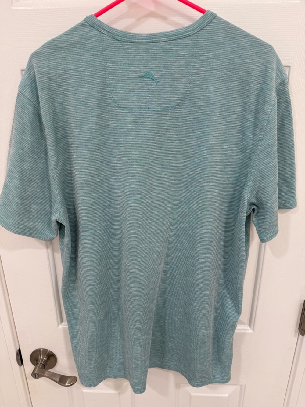 Tommy Bahama Men's Teal V-Neck Short Sleeve Shirt - Picture 3 of 3